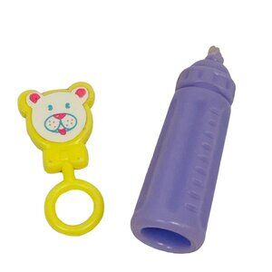 Baby Bottle & Bear Rattle Toy Set - Mini Dollhouse Accessories